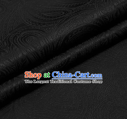 Traditional Chinese Brocade Palace Pattern Black Satin Plain Cheongsam Silk Drapery