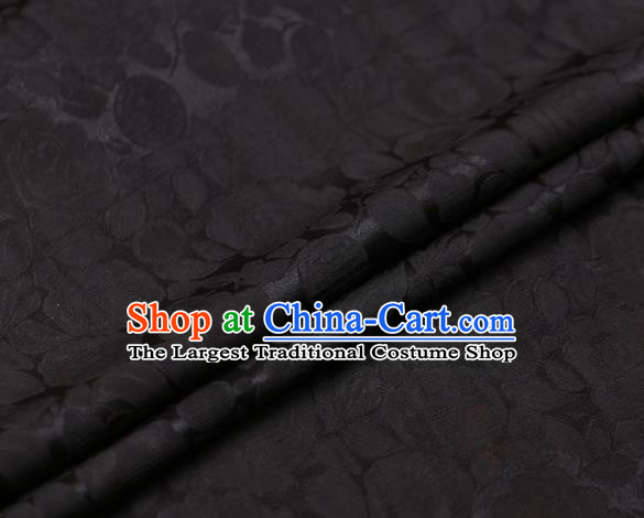 Chinese Traditional Black Gambiered Guangdong Gauze Fabric Palace Peony Pattern Satin Plain Cheongsam Silk Drapery