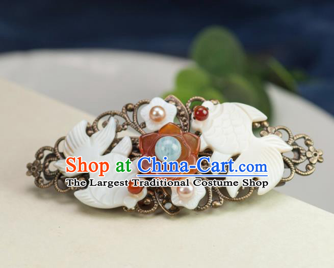 Chinese Traditional Hanfu Hair Accessories Ancient Shell Goldfish Hair Stick Hairpins for Women