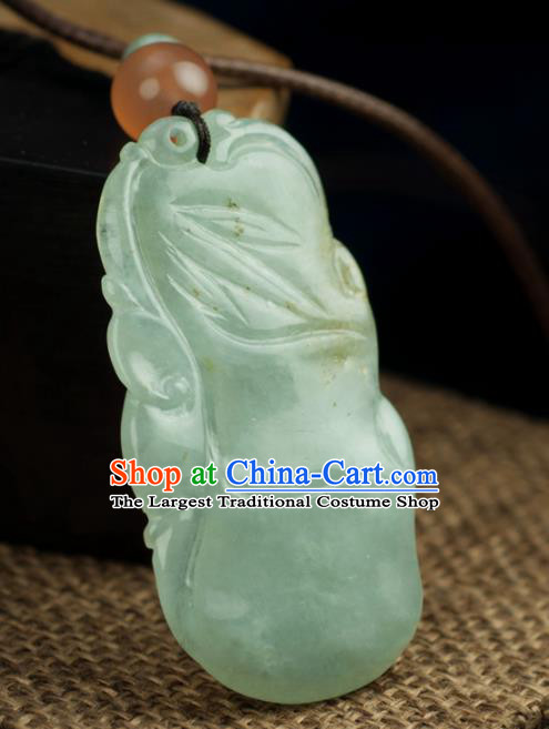 Chinese Traditional Jewelry Accessories Carving Bamboo Jade Necklace Handmade Jadeite Pendant