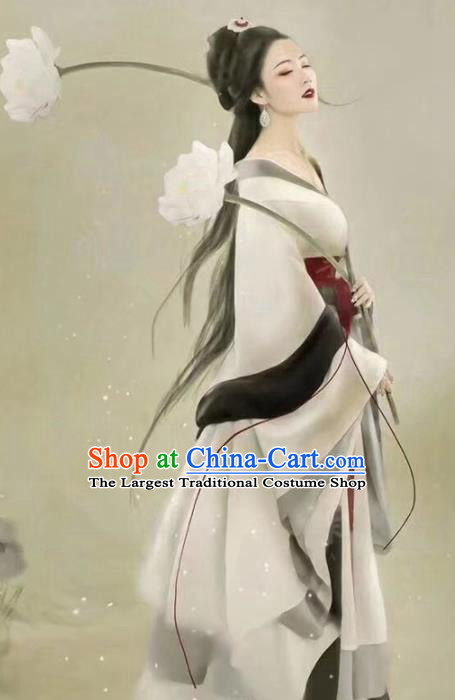 Chinese Ancient Peri Goddess Hanfu Dress Traditional Tang Dynasty Imperial Concubine Embroidered Costumes for Women