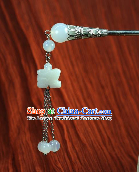 Chinese Traditional Hanfu Jade Tassel Hair Clip Hair Accessories Ancient Classical Hairpins for Women