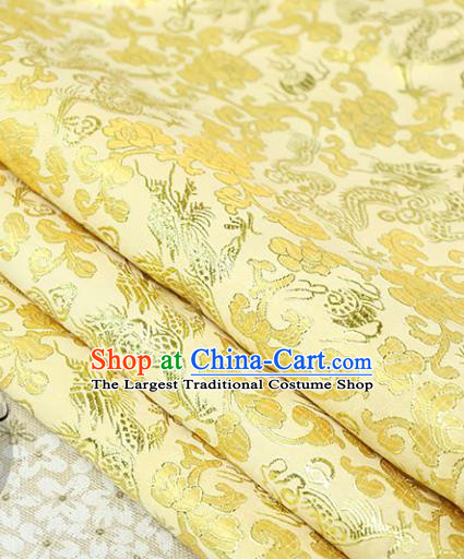 Chinese Traditional Golden Brocade Tang Suit Silk Fabric Material Classical Dragons Pattern Design Satin Drapery