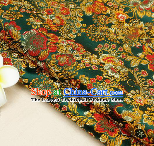 Chinese Traditional Green Brocade Cheongsam Silk Fabric Material Classical Pattern Design Satin Drapery