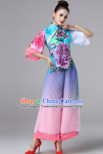 Chinese Classical Folk Dance Clothing Stage Performance Fan Dance Costumes for Women