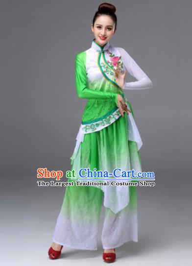 Traditional Chinese Classical Dance Green Clothing Yangko Dance Costume for Women