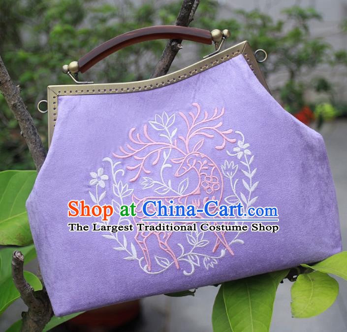 Chinese Traditional Handmade Embroidered Bags Retro Purple Handbags for Women