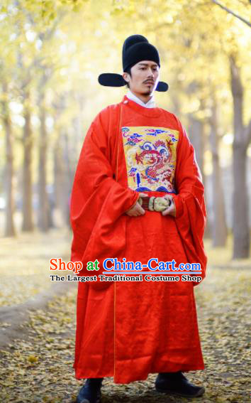 Chinese Traditional Ming Dynasty Minister Clothing Ancient Officer Embroidered Costumes for Men