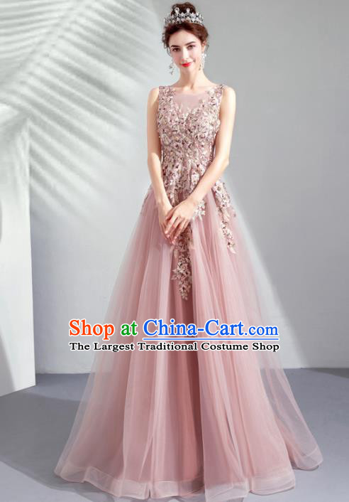 Top Grade Handmade Catwalks Costumes Compere Pink Formal Dress for Women