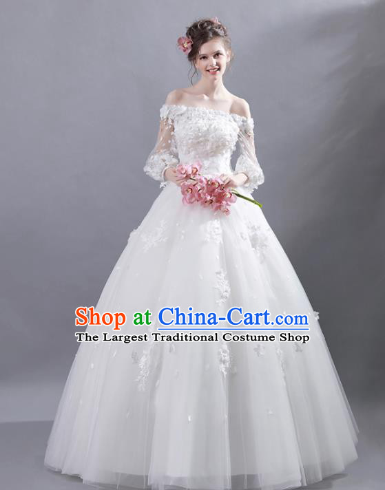 Top Grade Princess Wedding Dress Handmade Fancy Veil Wedding Gown for Women