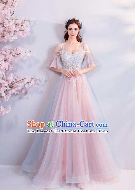 Top Grade Compere Blue Veil Formal Dress Handmade Catwalks Bride Costume for Women