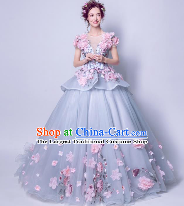 Handmade Bride Costume Princess Pink Peony Wedding Dress Fancy Wedding Gown for Women