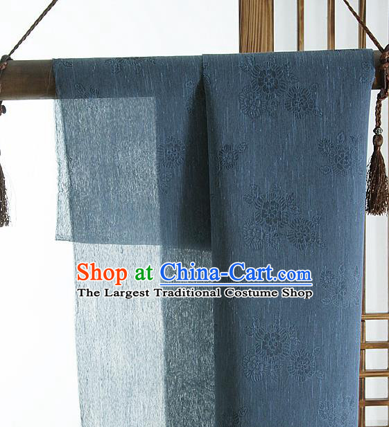 Asian Korean Traditional Navy Tough Silk Fabric Hanbok Silk Material