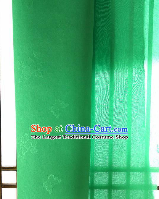 Asian Korean Traditional Green Tajung Fabric Classical Butterfly Pattern Silk Fabric Hanbok Thin Silk Material