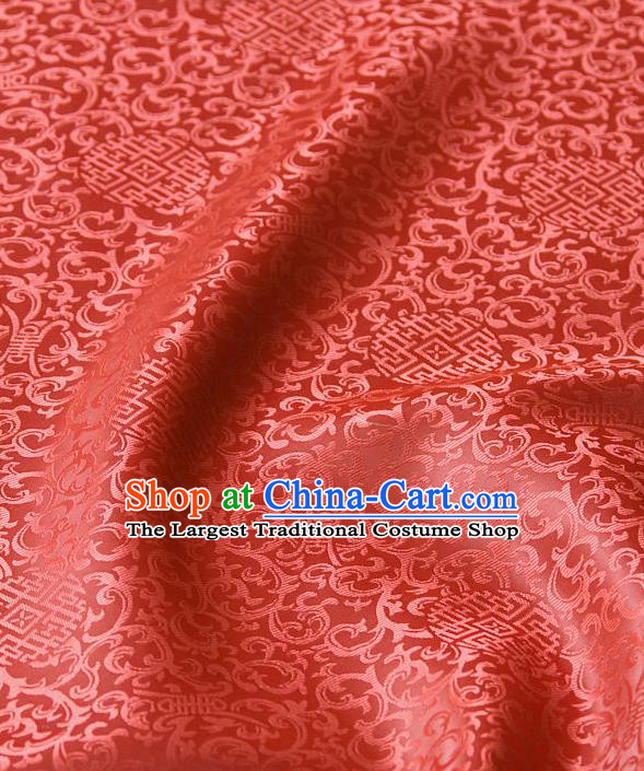 Asian Chinese Traditional Palace Drapery Chinese Royal Pattern Watermelon Red Brocade Satin Fabric Tang Suit Silk Fabric Material