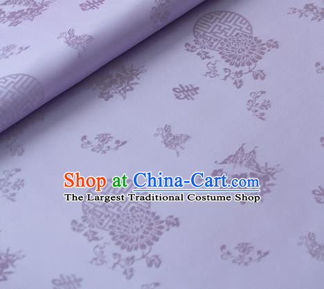 Asian Korean Ancient Costume Lilac Brocade Traditional Palace Pattern Satin Fabric Silk Fabric Material