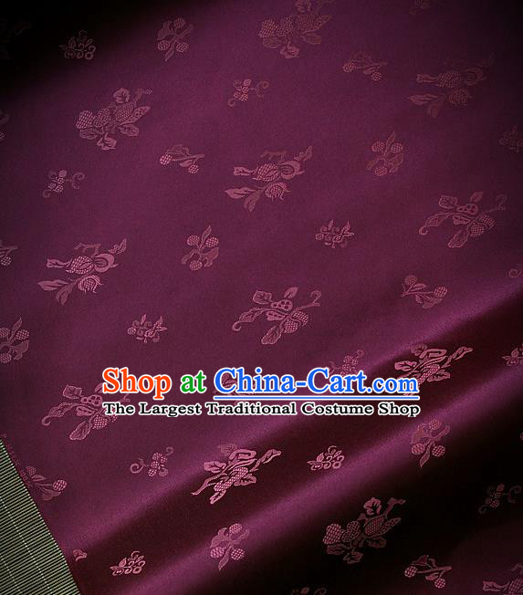 Asian Traditional Purple Satin Classical Pattern Drapery Korean Hanbok Palace Brocade Silk Fabric