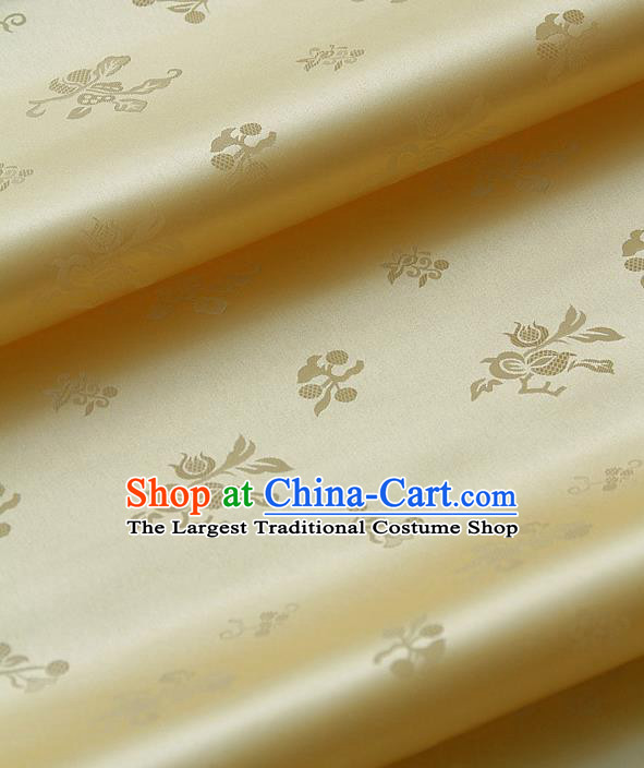 Traditional Asian Yellow Satin Classical Pattern Drapery Korean Hanbok Palace Brocade Silk Fabric