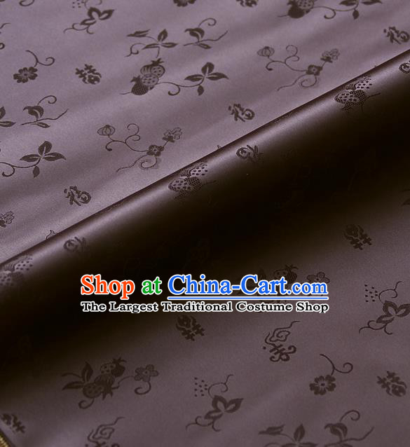 Traditional Asian Brown Brocade Classical Cucurbit Pattern Drapery Korean Hanbok Palace Satin Silk Fabric