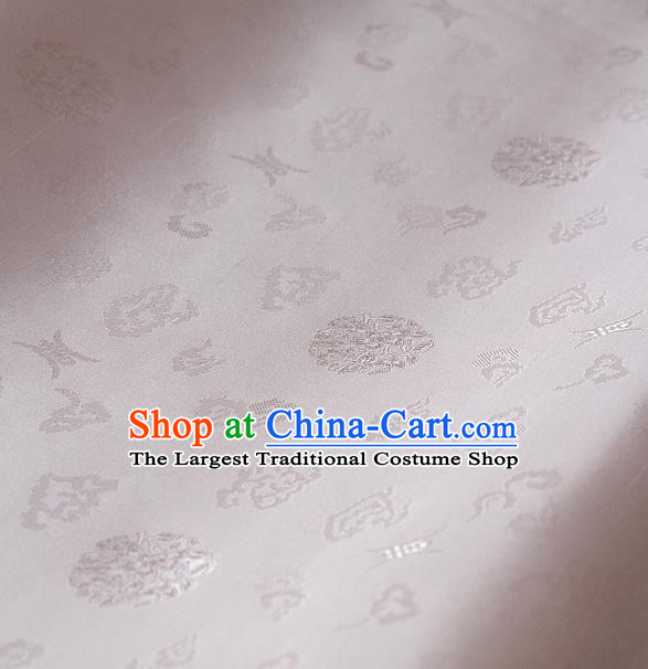 Traditional Asian White Brocade Drapery Korean Hanbok Palace Satin Silk Fabric