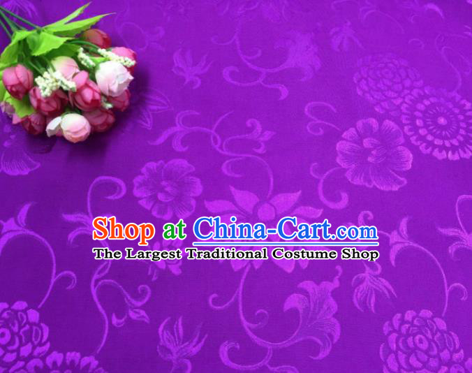 Chinese Traditional Apparel Fabric Purple Qipao Brocade Classical Pattern Design Silk Material Satin Drapery