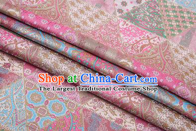 Chinese Traditional Apparel Fabric Tibetan Robe Light Pink Brocade Classical Pattern Design Material Satin Drapery