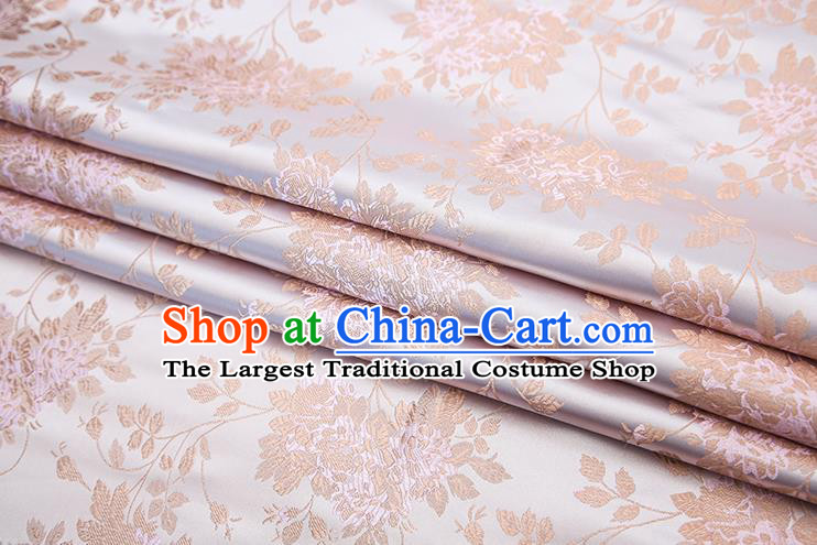 Chinese Traditional Pink Satin Brocade Fabric Qipao Dress Classical Roses Pattern Design Material Drapery