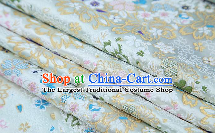 Chinese Traditional White Brocade Satin Fabric Tang Suit Material Classical Pattern Design Drapery