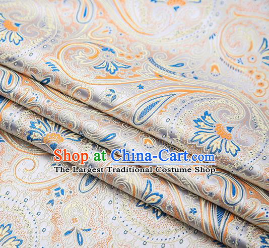 Chinese Traditional Tang Suit White Brocade Fabric Classical Pattern Design Material Satin Drapery