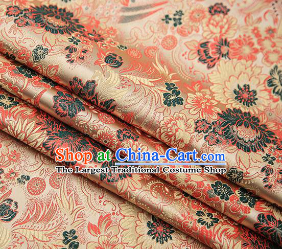 Chinese Traditional Tang Suit Golden Brocade Fabric Classical Chrysanthemum Pattern Design Material Satin Drapery