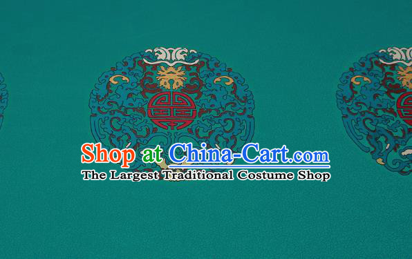 Chinese Traditional Classical Dragons Pattern Design Green Brocade Fabric Cushion Material Drapery