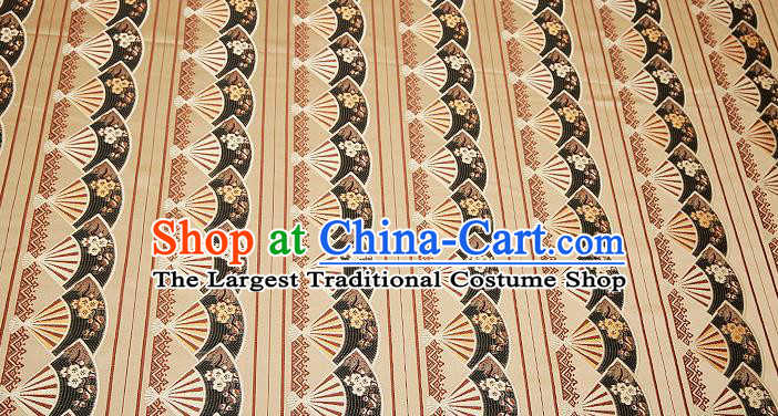 Chinese Traditional Classical Embroidered Black Fans Pattern Design Brocade Fabric Cushion Material Drapery