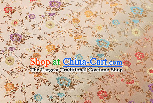 Chinese Traditional Garment Fabric Classical Flowers Pattern Design Light Golden Brocade Cushion Material Drapery