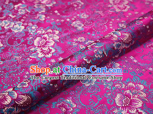 Rosy Brocade Chinese Traditional Garment Fabric Classical Peony Pattern Design Satin Cushion Material Drapery