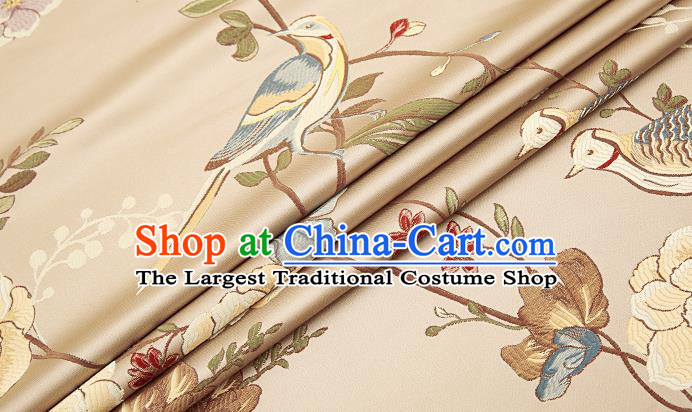 Embroidery Birds Brocade Chinese Traditional Garment Fabric Satin Cushion Material Drapery