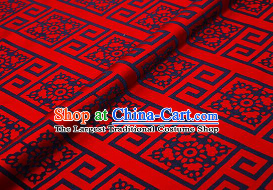 Top Grade Dark Red Brocade Chinese Traditional Garment Fabric Cushion Satin Material Drapery