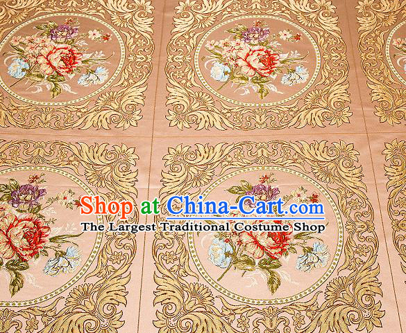 Top Grade Classical Peony Flowers Pattern Bronze Brocade Chinese Traditional Garment Fabric Cushion Satin Material Drapery