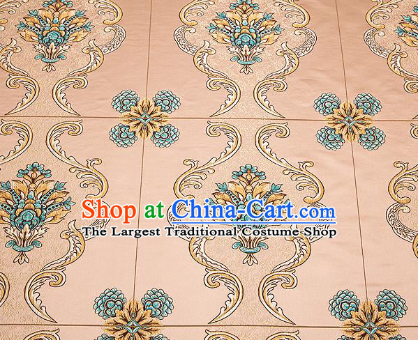 Top Grade Classical Flowers Pattern Bronze Brocade Chinese Traditional Garment Fabric Cushion Satin Material Drapery