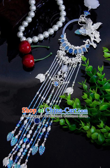 Chinese Traditional Handmade Palace Crane Waist Accessories Tassel Jade Pendant for Men