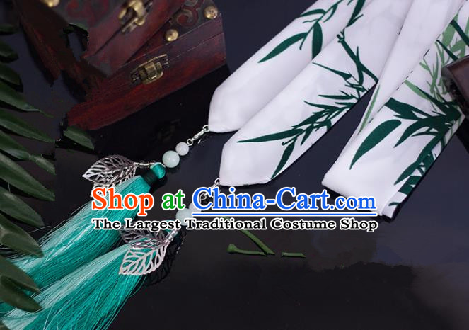 Top Grade Chinese Handmade White Silk Headband Ancient Hanfu Hair Accessories for Women