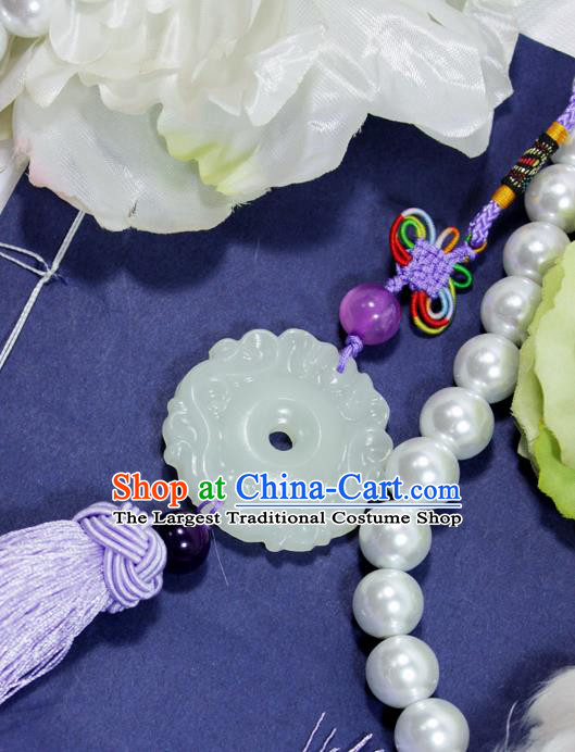 Chinese Traditional Handmade Tassel Waist Accessories Palace Jade Pendant for Men