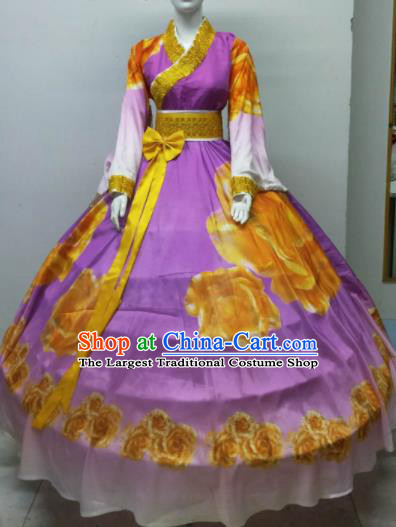 Top Grade Halloween Costumes Chinese Stage Performance Cosplay Purple Full Dress for Women