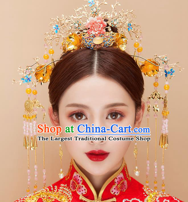 Chinese Traditional Wedding Phoenix Coronet Ancient Bride Handmade Hair Accessories for Women