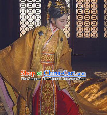 Chinese Ancient Palace Lady Hanfu Han Dynasty Imperial Concubine Queen Embroidered Historical Costumes