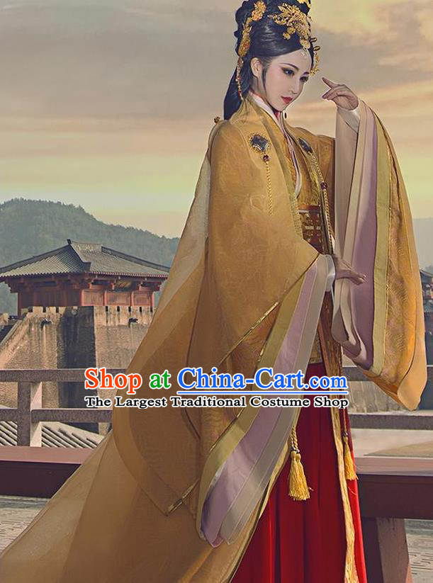 Chinese Ancient Palace Lady Hanfu Han Dynasty Imperial Concubine Queen Embroidered Historical Costumes