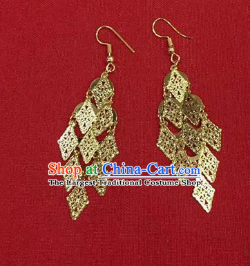 Chinese Ethnic Folk Dance Accessories Traditional Dai Nationality Earrings for Women