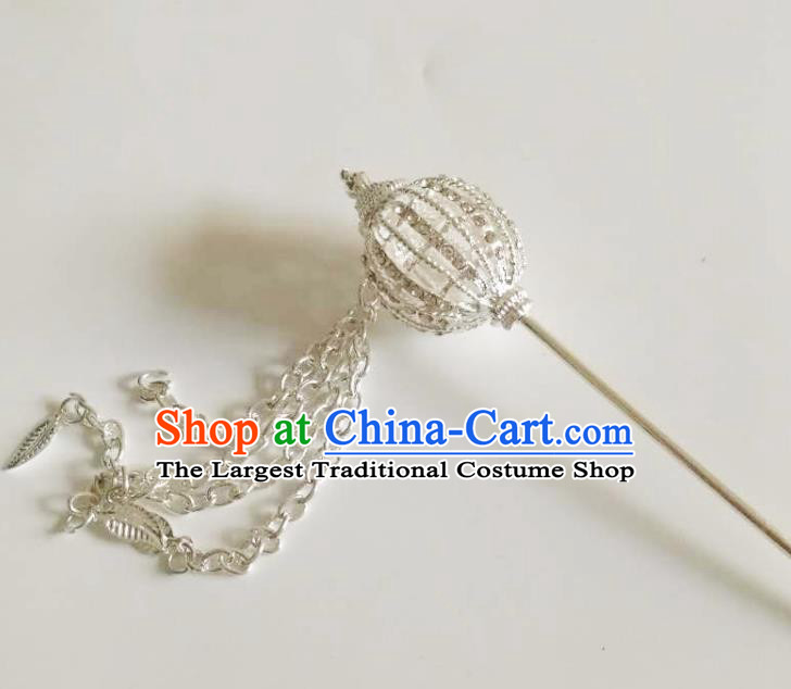 Chinese Ethnic Folk Dance Hair Accessories Traditional Dai Nationality White Tassel Hairpins for Women