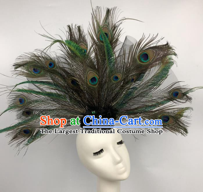 Top Grade Catwalks Hair Accessories Halloween Cosplay Brazilian Carnival Feather Headdress for Women