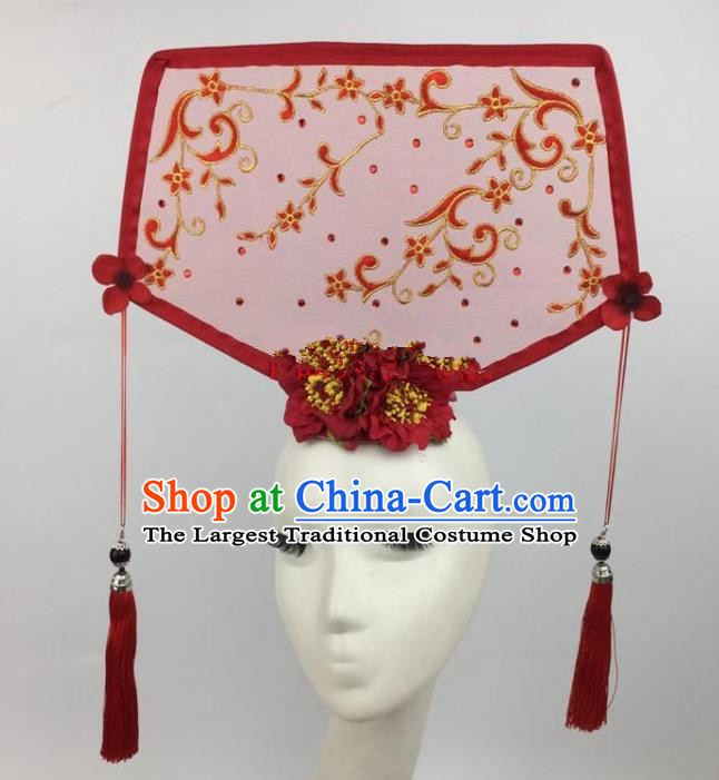 Chinese Traditional Catwalks Exaggerated Headdress Palace Red Hair Accessories for Women
