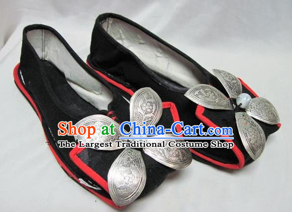 Asian Chinese Traditional Hanfu Shoes Black Cloth Shoes for Women